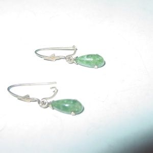 14K Yellow Gold Jade Dangling Pierced Earrings